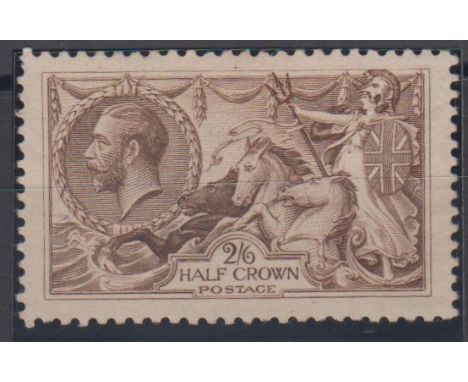 Stamp, GB, 2/6- Bradbury Wilkinson, Seahorse, pale brown, SG 415a, mounted mint, catalogue value £175