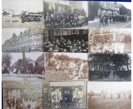 Postcards, UK Topographical &amp; Social History selection, good collection of 24 RP's inc. Sunningdale Post Office, Markyate