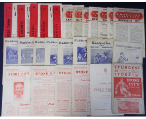 Football programmes, 1950's/60's, Stoke City (6) inc. Man City 51/2, First Vienna Fr 14 Feb 1959 etc, Huddersfield (9) inc. P