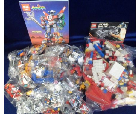 Toys, model bricks, Lepin set no. 16057 'Voltron: Defender of the Universe', instruction manual and 61 sealed packets of bric