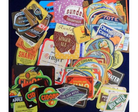 Soft drinks labels, a selection of 110+ soft drink labels, including older examples, noted, M E Firth Richmond, York, Duckwor