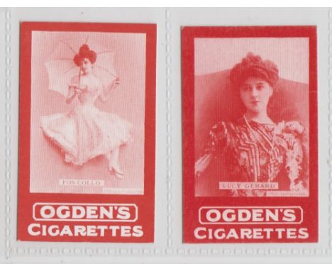 Cigarette cards, Ogden's, Actresses, Tabs Type issues, two cards, both with fronts in red, 'Fos Collo' &amp; 'Lucy Gerard' (g