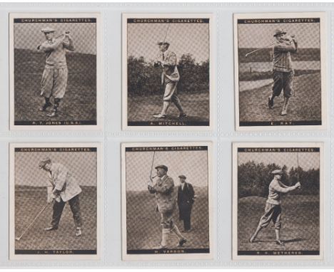 Cigarette cards, Churchman's, Famous Golfers, 1st Series 'L' size including Jones, Hagen etc (set, 12 cards) (gd)