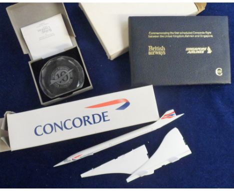 Aviation, Concorde, 1986 10th Anniversary lead crystal paperweight together with an address book produced to commemorate the 