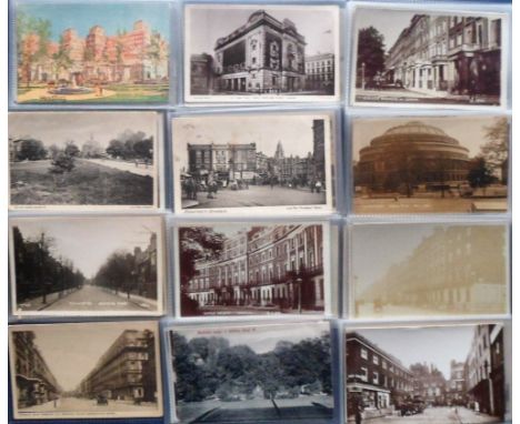 Postcards, London suburbs, a selection of 66 cards of West London with many RP street scenes including Shepherds Market, Youn