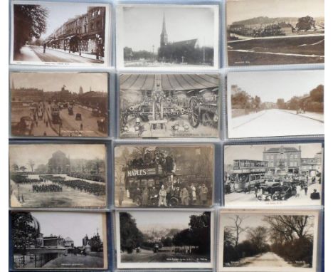 Postcards, London suburbs, a further South London selection of 60 cards with many RP's including early open top bus outside t
