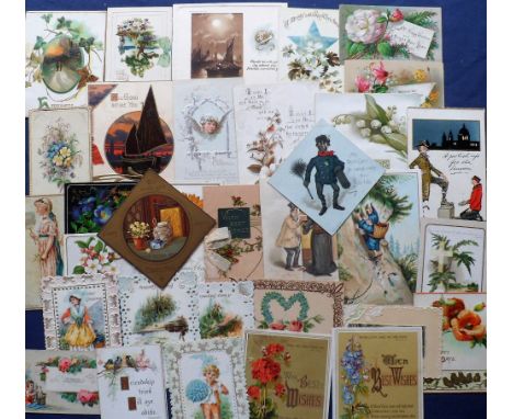 Tony Warr Collection, Ephemera, 100+ Victorian and early 20thC Greetings Cards to include die cut, embossed, glitter, lace ed