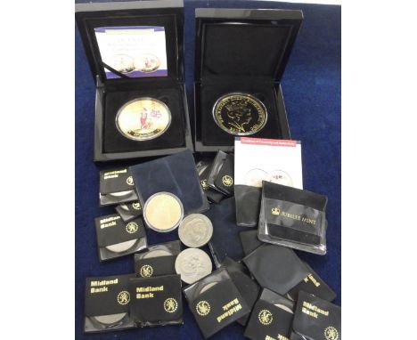 Coins, two, limited edition, gold plated Bradford Exchange boxed commemorative coins, Spitfire First Flight 80th Anniversary,