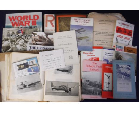 Ephemera, mixed selection of items mostly books and pamphlets covering a range of subjects inc. railwayana, WW2, royalty, avi