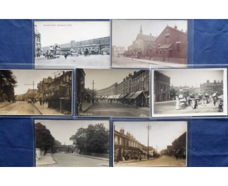 Postcards, London suburbs, a selection of 6 RP's including Portland Rd South Norwood, Dulwich Station, Vauxhall Station Wands