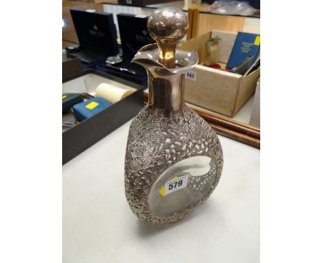 A hallmarked Hong Kong silver pierced work dimple decanter Condition report:A few very small dings around the stopper collar 
