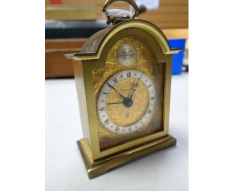 Swiza swiss brass & gilt faced small mantel clock