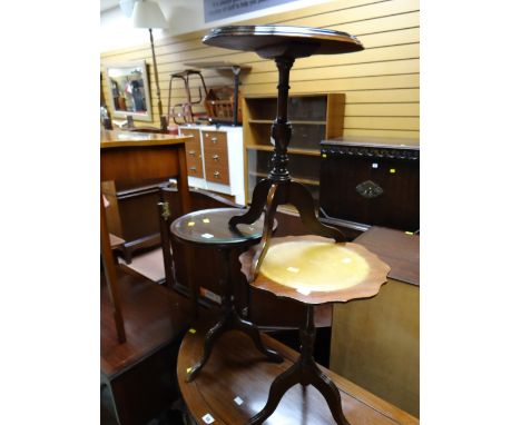 Three various small tripod side tables