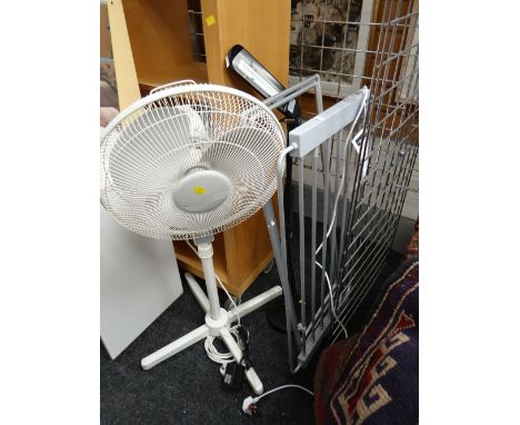 A floor standing electric fan, electric clothes dryer & reading lamp E/T