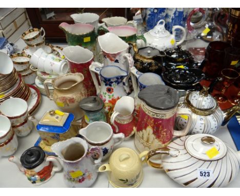 Collection of various vintage mainly English Staffordshire jugs & teapots