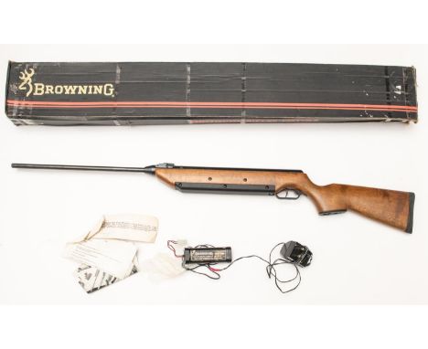 A .177" Browning Mod Airstar 200, number 1214P46NZ/01431, with electronic cocking powered by re-chargeable Ni-Cad battery, no