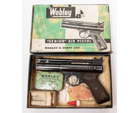 A good pre 1958 .22" Webley Senior air pistol, number 596. GWO &amp; VGC retaining all original finish (one or two very small