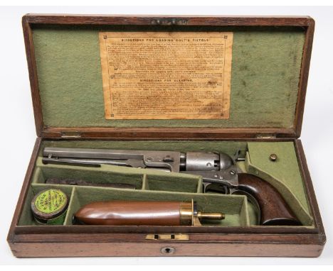 A 6 shot .36" Colt Model 1851 Navy percussion revolver, barrel 7½" with London single line address, number 15076 (1855), Lond