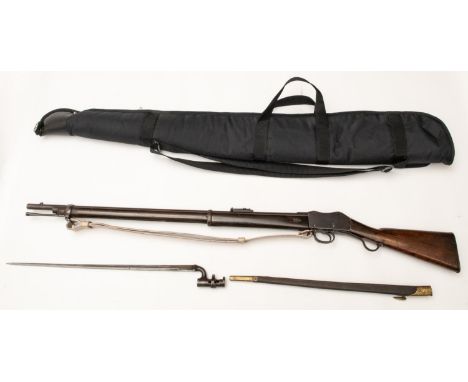 A .577/450" Martini Henry Mk I rifle upgraded to Mk II, 49½" overall, barrel 33½" marked near the rearsight "NS NEP" (Nationa