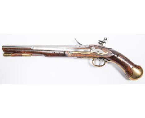 A good .56" Tower Flintlock Long Sea Service pistol, barrel 12" with ordnance proofs, the lock marked with crown over "GR", "