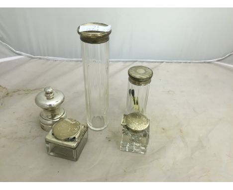 Five hallmarked silver items to inc inkwell and pepper grinder