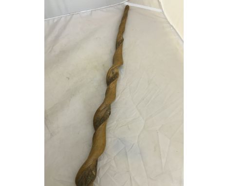 A curled wood walking stick