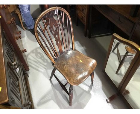 19th century ash and elm stick back chair, 89cm in overall height 