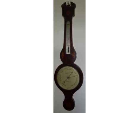 19TH CENTURY BANJO BAROMETER WITH THERMOMETER - SIGNED TO FRONT DIAL GB VISMARA OF BURY ST EDMUNDS