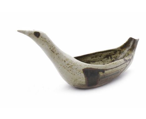 ROSEMARY WREN (1922-2013) for Oxshott Pottery, a stoneware diver bird comport, impressed wren mark and Oxshott Pottery inscri