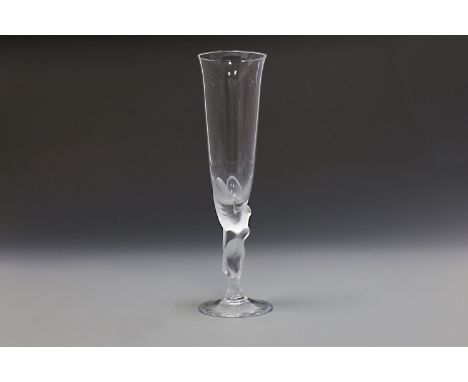 SET OF TWELVE MODERN FABERGE SNOW DOVE CHAMPAGNE GLASSEScirca 1980, design by Igor Carl Fabergé, produced by Franklin Crystal