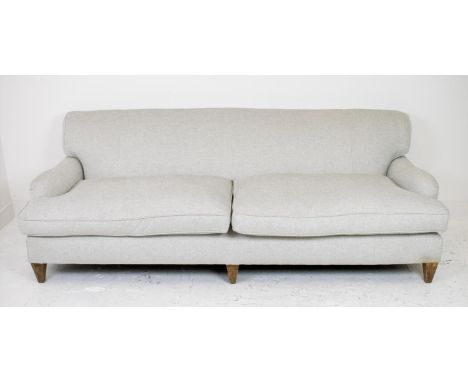 SOFA, Howard style in light grey herringbone fabric, 78cm H x 229cm x 96cm. 