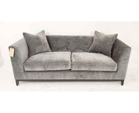 BESPOKE SOFA LONDON SOFA, grey upholstery with two scatter cushions, 200cm x 85cm x 75cm. 