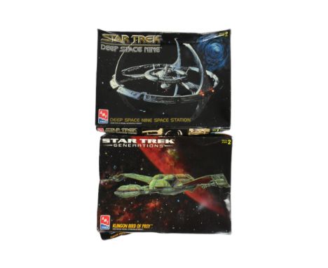 Star Trek - x2 original AMT Ertl made Star Trek plastic model kits comprising a 1/650 scale Klingon Bird of Prey and 1/2500 s