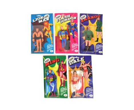 Flash Gordon - x5 vintage 1970s Italian ( Ceppi Ratti ) ex shop stock Flash Gordon carded action figures comprising; Lion Man