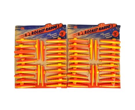 Rocket Kazoo - x2 original vintage c1950s / 1960s Select 'Made In England' space themed 'Rocket Kazoo' shop display stock han