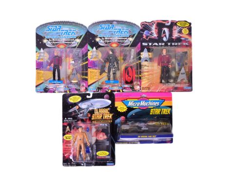 Action Figures - a collection of x5 vintage Star Trek playset action figures to include; Bandai ' The Next Generation ' Picar
