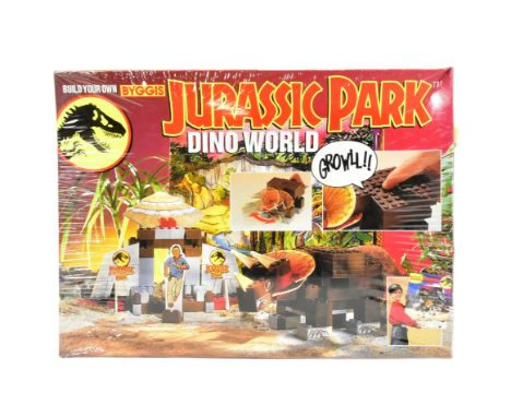 Jurassic Park - a vintage 1990s Byggis made Build Your Own Jurassic Park Dino World playset. Sealed and unused.