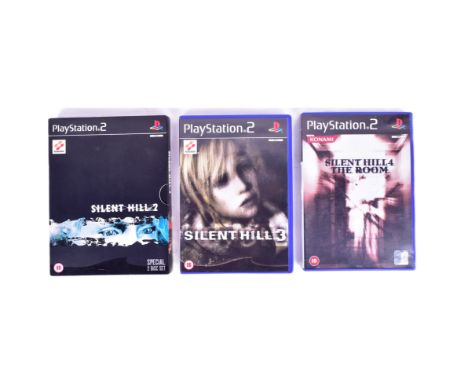 Retro Gaming - a collection of x3 vintage Konami made Sony Playstation 2 PS2 video Games comprising Silent Hill 2 Special 2 D