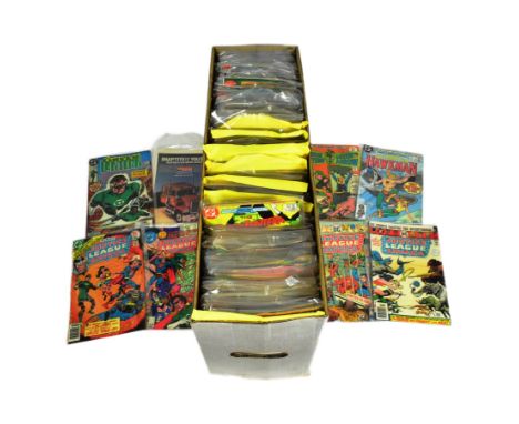 Large boxed collection of DC Comics from 1970's-1980's including Green Arrow, Green Lantern, Justice League of America and ma