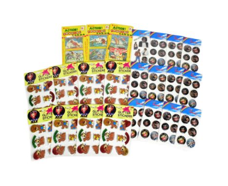 Stickers - a collection of vintage ex shop stock stickers comprising Ghostbusters Puffy stickers, Michael Jackson, ALf glitte