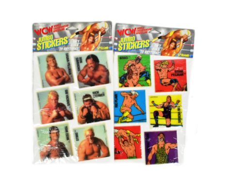 Two vintage 1990s WCW World Championship Wrestling ex shop stock Jumbo Stickers. Wresting to include Lex Luger,&nbsp; Tom Zen