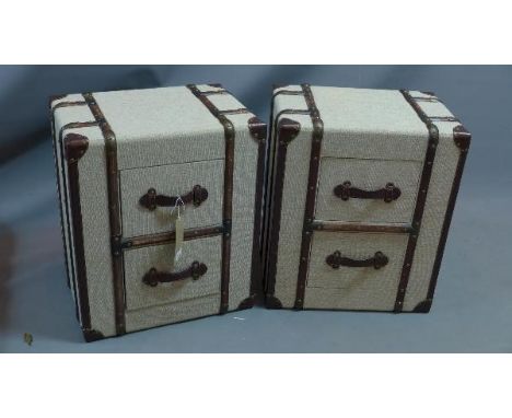 A pair of Contemporary side chests, in the form of steamer trunk, H.57 W.49 D.35cm 