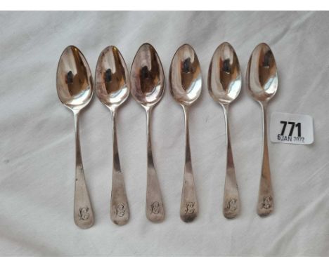 A set of six OE pattern tea spoons - London 1812 by P&amp;W Bateman 