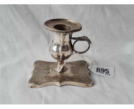 A chamber candlestick with shell decorated thumb piece (continental), 2.5" high, 