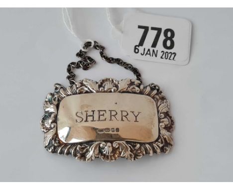 A sherry ticket with shell border, London 1958, 