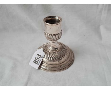 A Victorian candlestick with fluted decoration - 3" high 