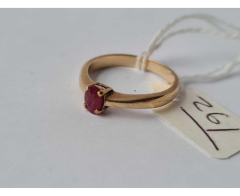 A ruby set ring 18ct gold size p - 2.5 gms 