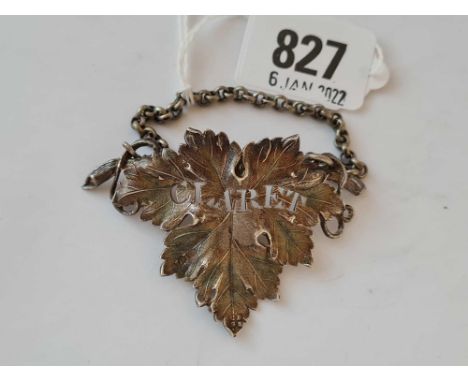 Another wine ticket vine shaped for claret, probably London 1832 by Cr, GS