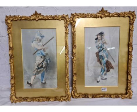 A PAIR OF LATE 19TH CENTURY COLOURED PRINTS  of ladies after Emile Bayard 1886