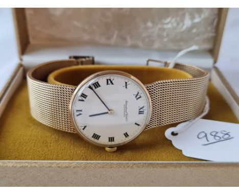 A GENTS WRIST WATCH BY INTERNATIONAL WATCH Co SCHAFFHAUSEN 9CT WITH INTERGRAL 9CT GOLD STRAP IN IWC CASE 